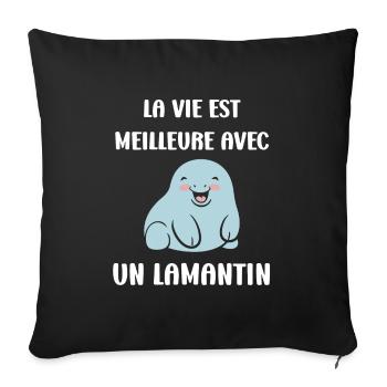Drôle bébé minimaliste simple petit lamantin - Housse de coussin décorative 45 x 45 cm - noir - Devant
