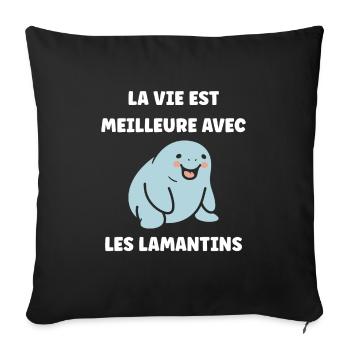 Drôle bébé minimaliste simple petit lamantin - Housse de coussin décorative 45 x 45 cm - noir - Devant