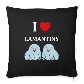 Drôle bébé minimaliste simple petit lamantin - Housse de coussin décorative 45 x 45 cm - noir - Devant