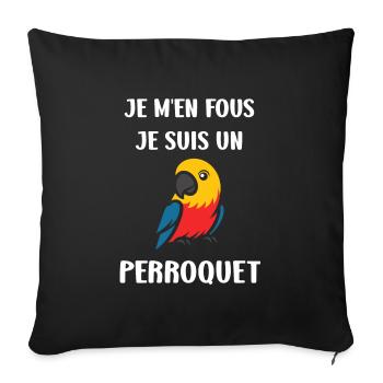 Humour petit perroquet - Housse de coussin décorative 45 x 45 cm - noir - Devant
