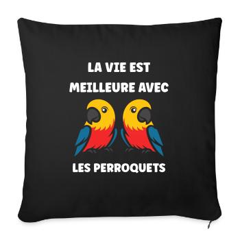 Humour petit perroquet - Housse de coussin décorative 45 x 45 cm - noir - Devant