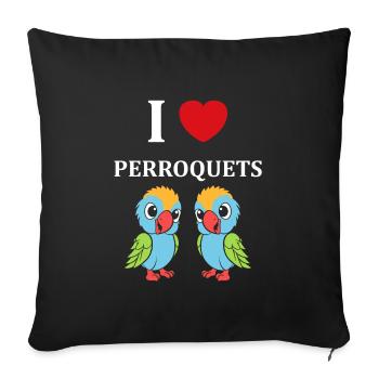 Humour petit perroquet - Housse de coussin décorative 45 x 45 cm - noir - Devant