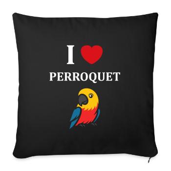 Humour petit perroquet - Housse de coussin décorative 45 x 45 cm - noir - Devant