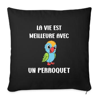 Humour petit perroquet - Housse de coussin décorative 45 x 45 cm - noir - Devant