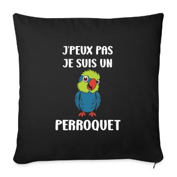 Humour petit perroquet - Housse de coussin décorative 45 x 45 cm - noir - Devant