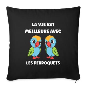 Humour petit perroquet - Housse de coussin décorative 45 x 45 cm - noir - Devant