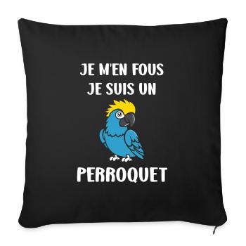 Humour petit perroquet - Housse de coussin décorative 45 x 45 cm - noir - Devant