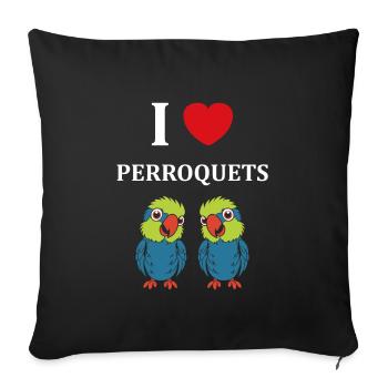 Humour petit perroquet - Housse de coussin décorative 45 x 45 cm - noir - Devant