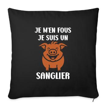 Humour petit sanglier - Housse de coussin décorative 45 x 45 cm - noir - Devant