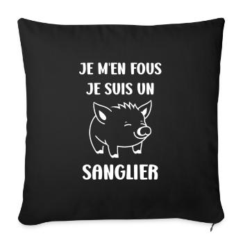 Humour petit sanglier - Housse de coussin décorative 45 x 45 cm - noir - Devant