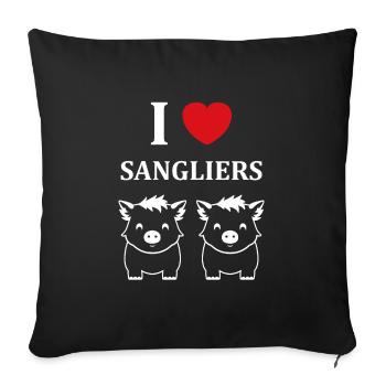 Humour petit sanglier - Housse de coussin décorative 45 x 45 cm - noir - Devant