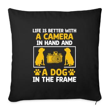 Dog Lover Photography Loves Dog Photographer Dogs - Sofa pillowcase 17,3'' x 17,3'' (45 x 45 cm) - black - Front