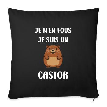 Humour petit castor - Housse de coussin décorative 45 x 45 cm - noir - Devant