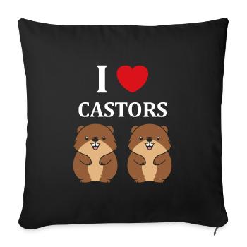 Humour petit castor - Housse de coussin décorative 45 x 45 cm - noir - Devant