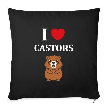 Humour petit castor - Housse de coussin décorative 45 x 45 cm - noir - Devant