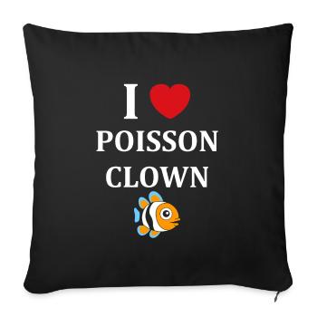 Humour petit poisson clown - Housse de coussin décorative 45 x 45 cm - noir - Devant