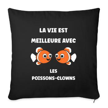 Humour petit poisson clown - Housse de coussin décorative 45 x 45 cm - noir - Devant