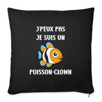 Humour petit poisson clown - Housse de coussin décorative 45 x 45 cm - noir - Devant