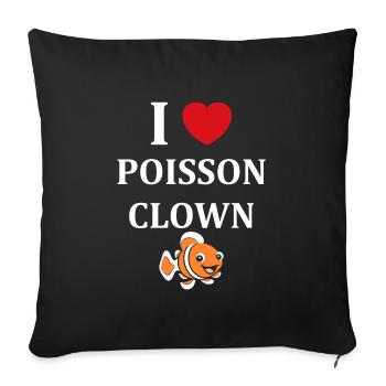 Humour petit poisson clown - Housse de coussin décorative 45 x 45 cm - noir - Devant