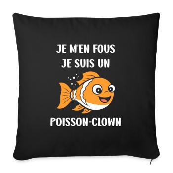 Humour petit poisson clown - Housse de coussin décorative 45 x 45 cm - noir - Devant