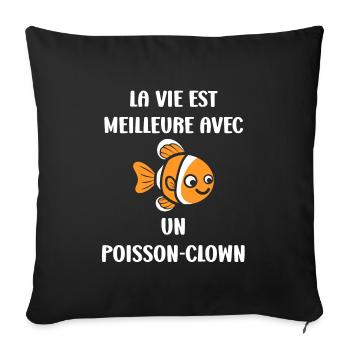 Humour petit poisson clown - Housse de coussin décorative 45 x 45 cm - noir - Devant
