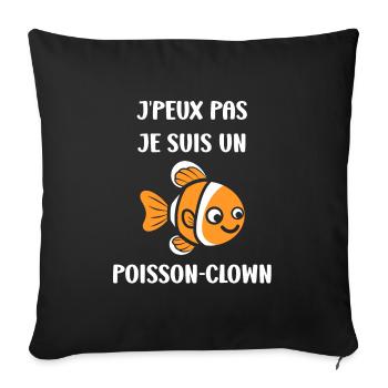 Humour petit poisson clown - Housse de coussin décorative 45 x 45 cm - noir - Devant