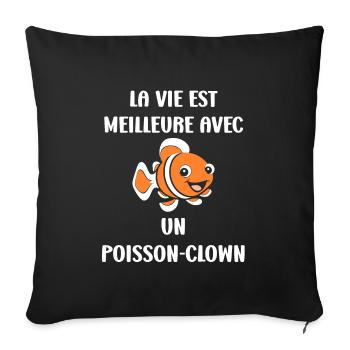 Humour petit poisson clown - Housse de coussin décorative 45 x 45 cm - noir - Devant