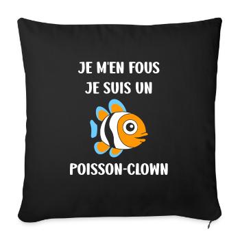 Humour petit poisson clown - Housse de coussin décorative 45 x 45 cm - noir - Devant