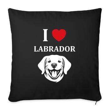 Petit chien humour labrador - Housse de coussin décorative 45 x 45 cm - noir - Devant