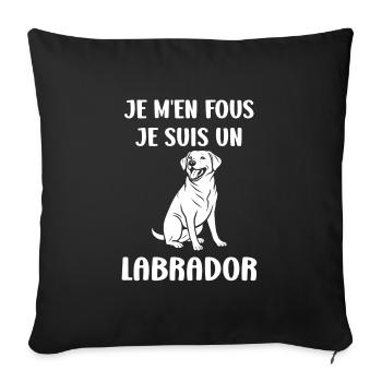Petit chien humour labrador - Housse de coussin décorative 45 x 45 cm - noir - Devant