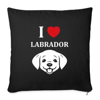 Petit chien humour labrador - Housse de coussin décorative 45 x 45 cm - noir - Devant