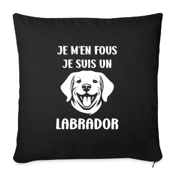 Petit chien humour labrador - Housse de coussin décorative 45 x 45 cm - noir - Devant