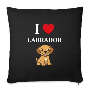 Petit chien humour labrador - Housse de coussin décorative 45 x 45 cm - noir - Devant