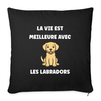 Petit chien humour labrador - Housse de coussin décorative 45 x 45 cm - noir - Devant