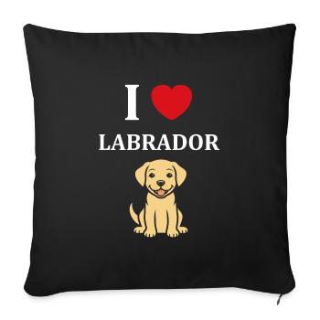 Petit chien humour labrador - Housse de coussin décorative 45 x 45 cm - noir - Devant