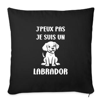 Petit chien humour labrador - Housse de coussin décorative 45 x 45 cm - noir - Devant