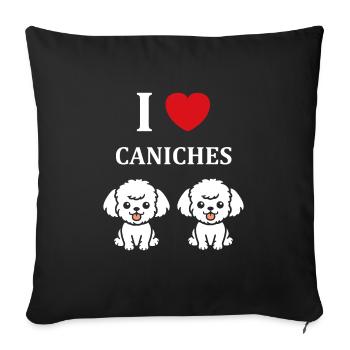 Humour chien petit caniche - Housse de coussin décorative 45 x 45 cm - noir - Devant