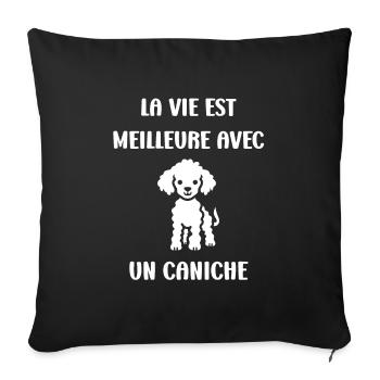 Humour chien petit caniche - Housse de coussin décorative 45 x 45 cm - noir - Devant