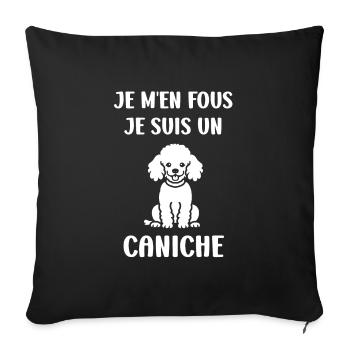 Humour chien petit caniche - Housse de coussin décorative 45 x 45 cm - noir - Devant