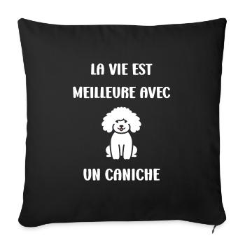 Humour chien petit caniche - Housse de coussin décorative 45 x 45 cm - noir - Devant