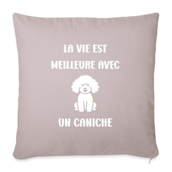 Humour chien petit caniche - Housse de coussin décorative 45 x 45 cm - taupe clair - Devant