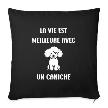 Humour chien petit caniche - Housse de coussin décorative 45 x 45 cm - noir - Devant