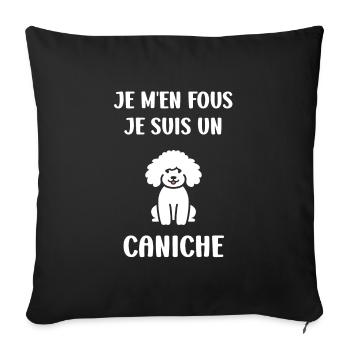 Humour chien petit caniche - Housse de coussin décorative 45 x 45 cm - noir - Devant