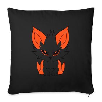 Humour petit renard japonais kitsune - Housse de coussin décorative 45 x 45 cm - noir - Devant