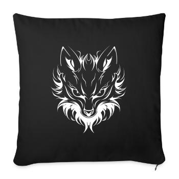 Humour petit renard japonais kitsune - Housse de coussin décorative 45 x 45 cm - noir - Devant