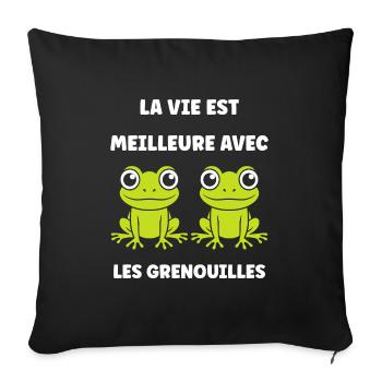 Petite grenouille - Housse de coussin décorative 45 x 45 cm - noir - Devant