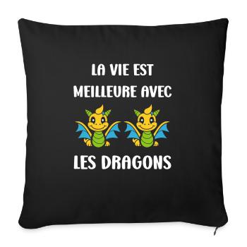 Bébé dragon - Housse de coussin décorative 45 x 45 cm - noir - Devant