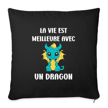 Bébé dragon - Housse de coussin décorative 45 x 45 cm - noir - Devant