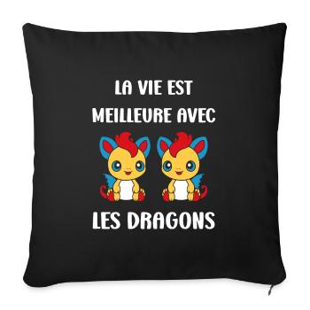 Bébé dragon - Housse de coussin décorative 45 x 45 cm - noir - Devant