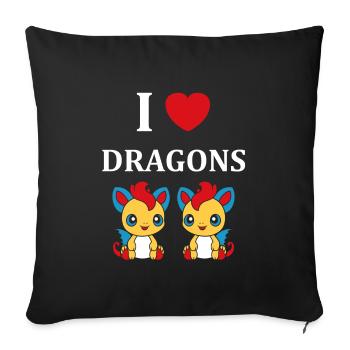 Bébé dragon - Housse de coussin décorative 45 x 45 cm - noir - Devant